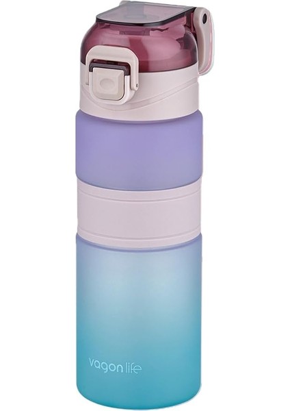 Çift Renk 600ML Kaydırmaz Silikon Gövde Rahat Içim-Pipetsiz- Motivasyon Su Matarası