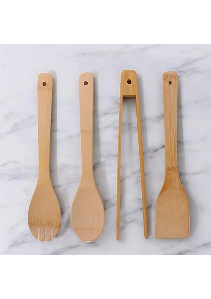 Bambu Servis ve Spatula Seti 4'lü Set, 4 Adet Bambu Servis Seti - Rustik Şıklıkla Sofranızı Tamamlayın! Ahşap Servis ve Spatula Seti 4'lü Set fırsatları