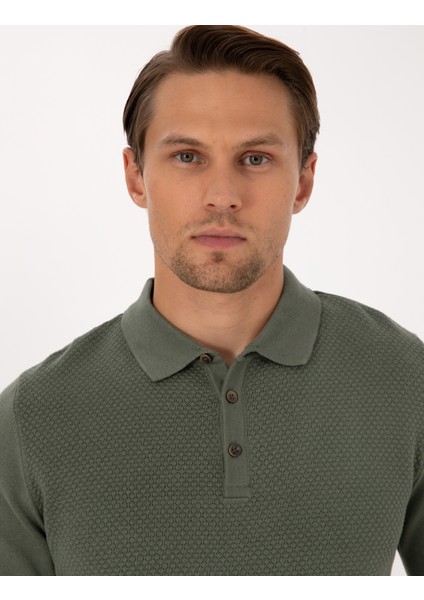 Erkek Duman Slim Fit Polo Yaka Düğmeli Triko Kazak 50318036-VR210 fiyatları