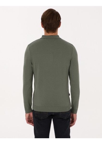 Erkek Duman Slim Fit Polo Yaka Düğmeli Triko Kazak 50318036-VR210 indirimleri