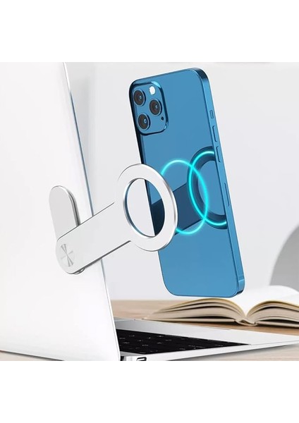 Aluminyum Yapışkanlı Universal Mıknatıslı Magsafe Ile Uyumlu Bölme Tablet, Dizüstü Bilgisayar Ekranı, Laptop Ekranı Telefon Tutucu Monitör Standı