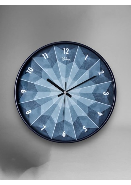 D-218-F-1 Modern Kadran 30 cm Sessiz Akar Duvar Saati Mavi