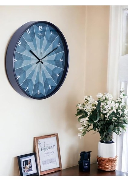 D-218-F-1 Modern Kadran 30 cm Sessiz Akar Duvar Saati Mavi fiyatları