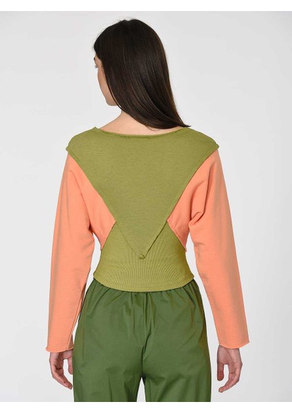 Desenli Kadın Sweatshirt Yeşil - Oranj Y1954120_482 fırsatları