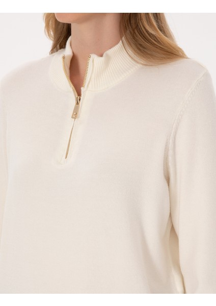 Kadın Ekru Slim Fit Kazak 50317114-VR019