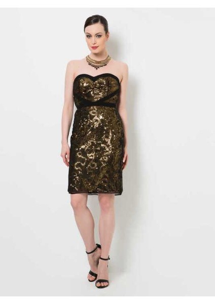 Straplez Elbise Gold Y1511021_076 fiyatları