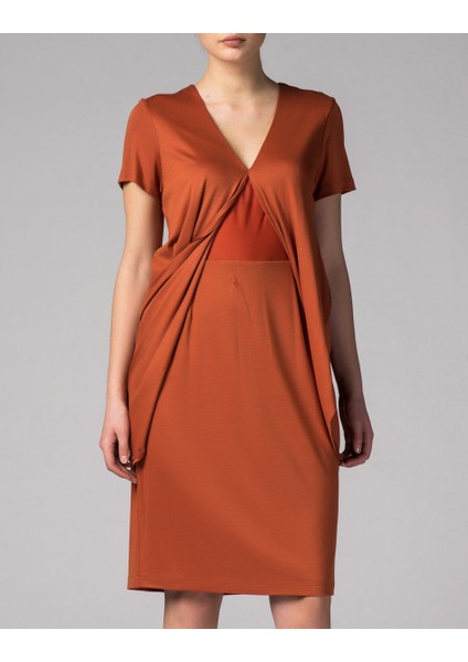 Midi Boy Elbise Kiremit Y1211216_016