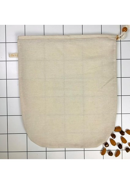Yoga And Food %100 Ağartılmamış Ham Pamuk Bitkisel Süt Süzme Kesesi Badem Sütü, Fındık Sütü, Yeşil Sebze Suyu Süzme - Organik Pamuk Kese (30 x 35 Cm)