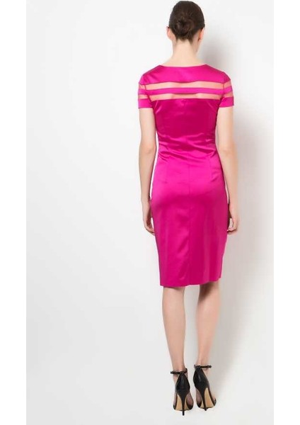 Midi Boy Kısa Kollu Elbise Fuşya Y1511020_003 fiyatları