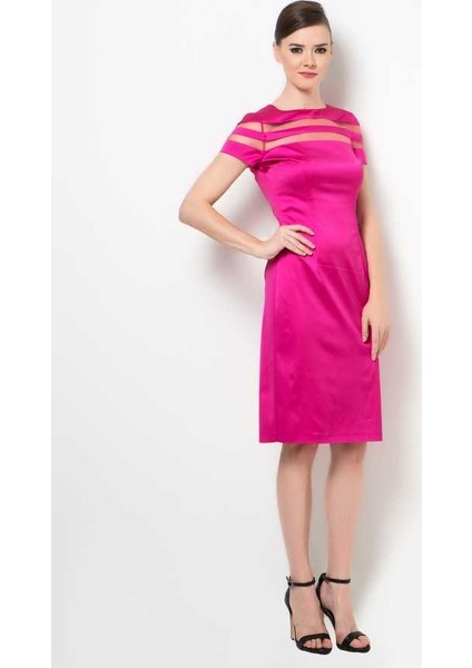 Midi Boy Kısa Kollu Elbise Fuşya Y1511020_003 modelleri