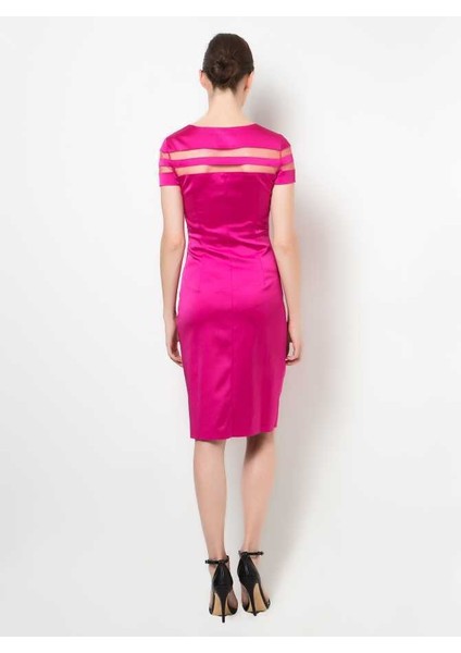 Midi Boy Kısa Kollu Elbise Fuşya Y1511020_003 indirimleri