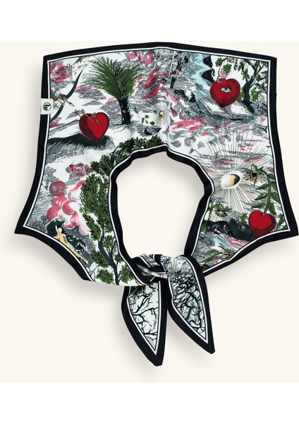 Kalp Soyut Desenli Siyah Yakalık