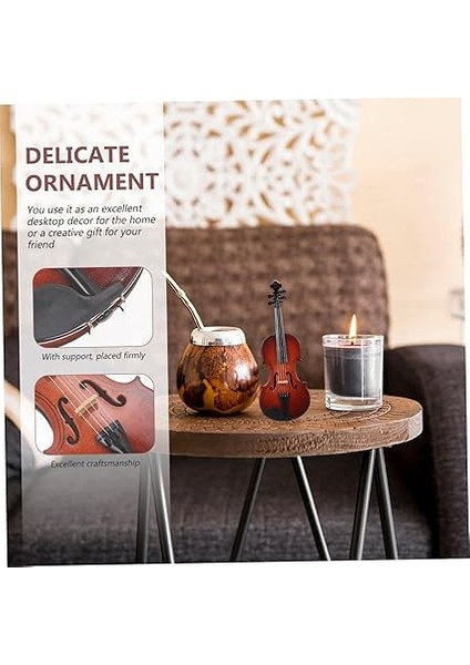 1set Ahşap Viyola Modeli Dekoratif Figür Gerçekçi Viyola Stüdyo Fotoğraf Aksesuarı Kasa ve Yay Desteği modelleri