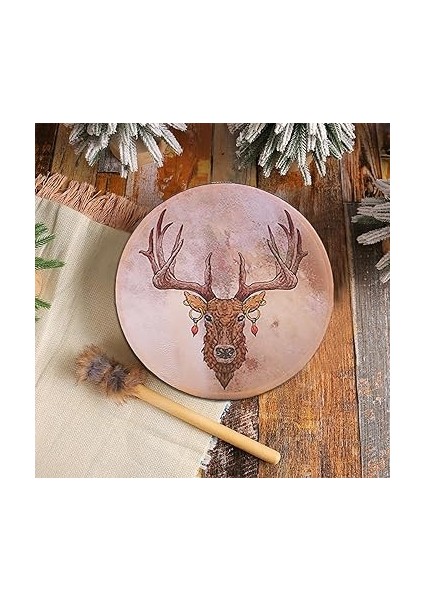 Için Şaman El Tamburu, Şaman Davul, 9 Inç El Yapımı Geyik Kafası Tasarımlı Davul – Sound Healer Instrumental Shaman Drum, Ruhani Müzik Için, fiyatları