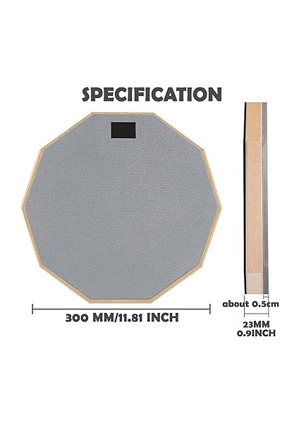Davul Uygulama Pedi, 1 Çift Davul Çubuklu 12 Inç Sessiz Davul Uygulama Pedi, Uygulama Pedleri, Davul Uygulama Pedi Seti, Tek Taraflı Davul Pedleri, Pratik Davul Için - Gri fırsatları