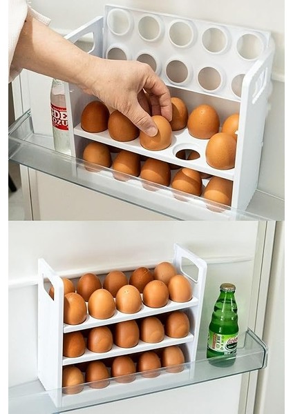 Yumurtalık Buzdolabı Raf Düzenleyici – 30’lu Yumurta Kutusu | 3 Katlı Yumurta Organizeri, Şeffaf ve Yer Tasarruflu Saklama Kabı (22CM*12CM*26CM) fiyatları