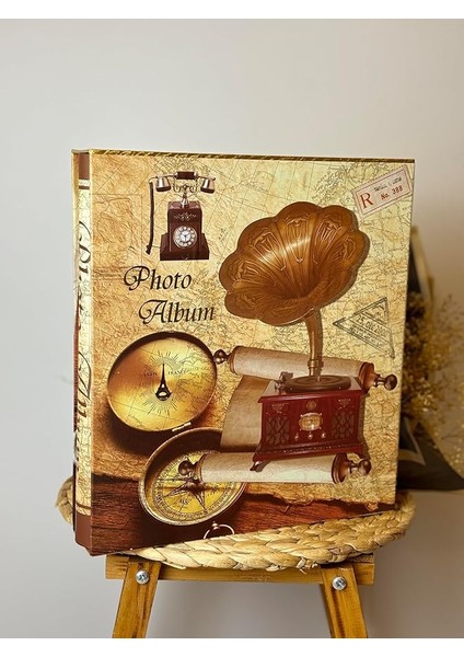 RS21 Fotoğraf Albümü 10X15CM 600 Lük Gramafon Desenli Kutulu Yatay Dikey Modeli