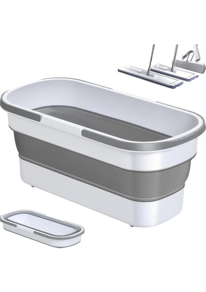 Tekerlekli Büyük Katlanabilir Çamaşır Sepeti Paspas Kovası | Katlanır Kova 25 x 57 cm