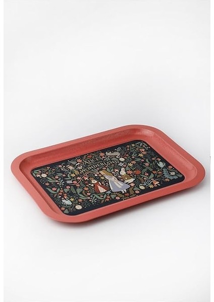 Alices Desenli Metal Tepsi - Çay Kahve Tepsisi - Sunum Tepsisi 23 cm x 31 cm (Tales Alices) modelleri