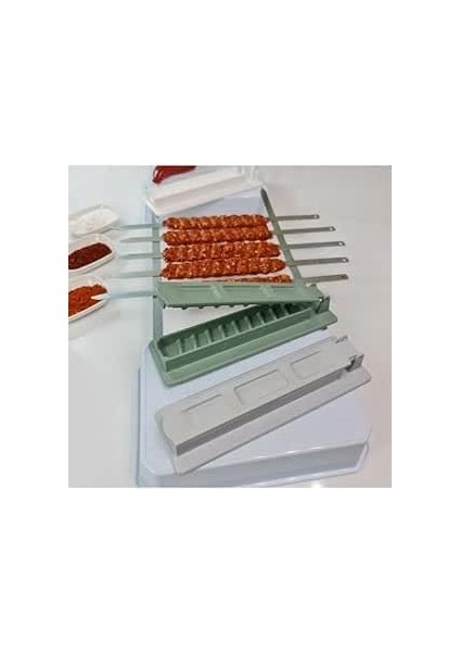 6 Adet Şiş ve Kebapmatik Adana Urfa Kebap Kalıbı Aparatı Pratik Hızlı Kebap Makinesi Kutusu