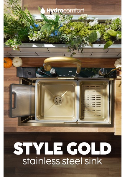 Akıllı Teknolojik Eviye Seti Paslanmaz Taban Gold fiyatları