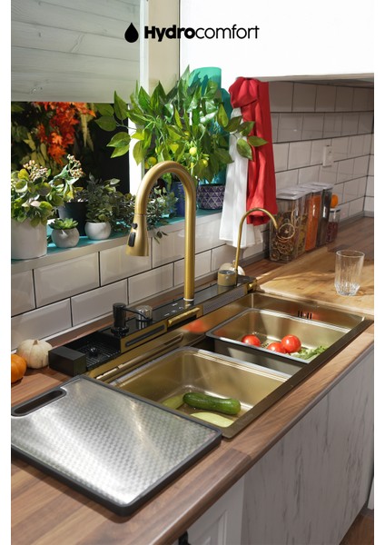 Akıllı Teknolojik Eviye Seti Paslanmaz Taban Gold fırsatları