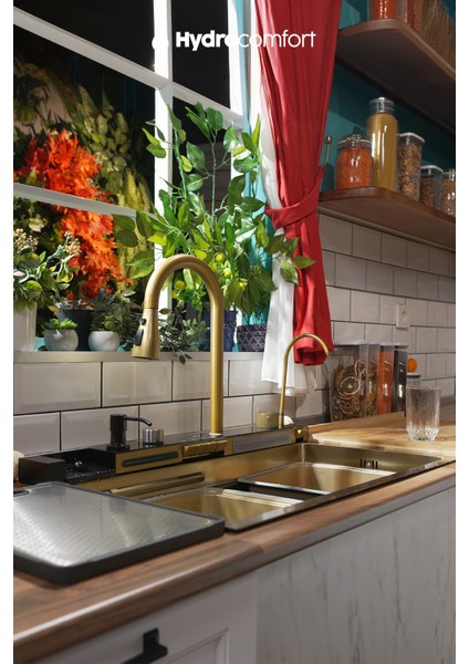 Akıllı Teknolojik Eviye Seti Paslanmaz Taban Gold indirimleri