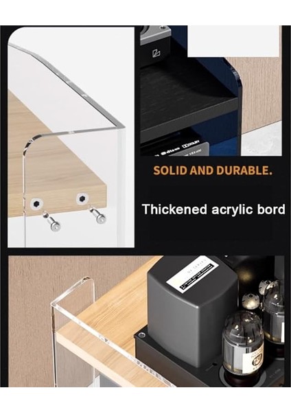 Akrilik Ses Rafı - Oyun Konsolları Kayıt Oyuncuları ve Hifi Depolama Için 3/4 Katmanlı Av Medya Standı - Koyu Siyah (40X52.2X79.4CM) fırsatları