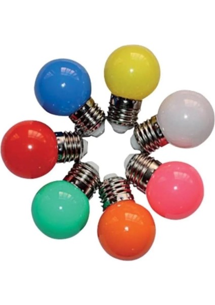 Adet 1 Watt Gece Lambası - Rengarenk Top Ampul - Kırmızı-Mavi-Sarı-Yeşil