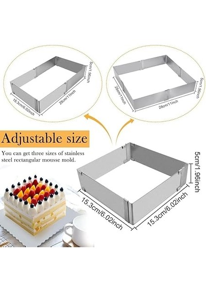 Home Paslanmaz Çelikten Ayarlanabilir Kek ve Pasta Kalıbı,kare ve Dikdörtgen Ayarlanabilir Kek Kabı,ayarlı Ekmek Kalıbı,pastacılık ve Dekokrasyon Için Çelik Paslanmaz Ayarlı Kek Kalıbı fırsatları