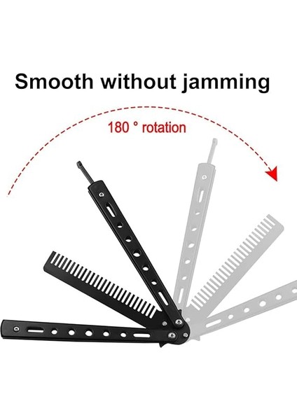 Kelebek Tarak, 1 Adet Kelebek Tarak, Paslanmaz Çelik, Katlanabilir, Cep Tarağı, Ilkbahar Saç Tarağı, Saç Tarağı, Kuaför Tarağı, Saç Şekillendirme Aksesuarı (Siyah) modelleri