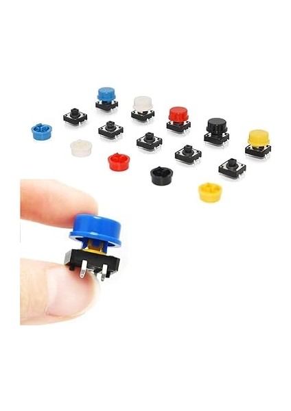12X12MM 25 Adet Başlıklı Tact Buton Set 4 Pin 5 Renk Dokunmatik Anlık Basmalı Düğme Anahtar Push Soket Breadboard Pcb Devre fiyatları
