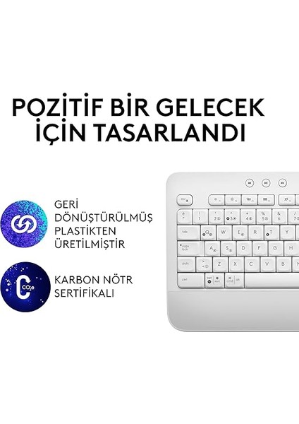 Signature K650 Tam Boyutlu Kablosuz Klananye, Bilek Desteği, Ble Bluetooth Naneya Logi Bolt Usb, Derin Yastıklı Tuşlar, Tuş Takımı, Pc/windows/mac ile Uyumlu, Beyaz indirimleri