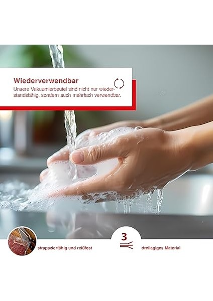 Vakumlama Torbası 50 Adet – 20 x 30 cm – Derin Soğutma/vakumlu Pişirme – Yeniden Kullanılabilir modelleri