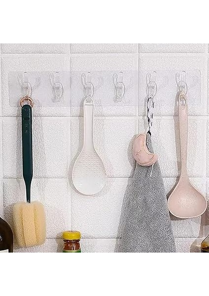 2 Adet Şeffaf Duvar Askısı 5'li Iz Bırakmayan Güçlü Yapışkanlı Askı Kapı Arkası Banyo Mutfak Düzenleyici Kanca Askılık fiyatları