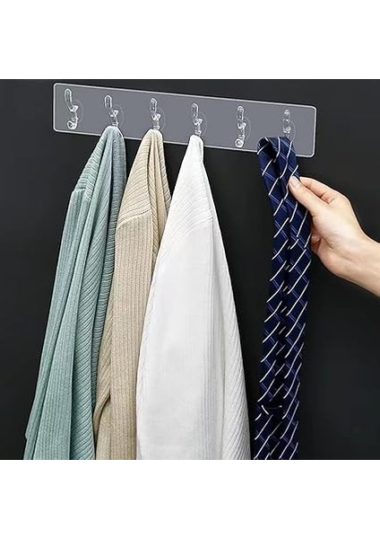 2 Adet Şeffaf Duvar Askısı 5'li Iz Bırakmayan Güçlü Yapışkanlı Askı Kapı Arkası Banyo Mutfak Düzenleyici Kanca Askılık modelleri