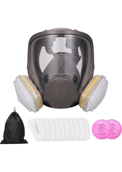 Yeniden Kullanılabilir Tam Yüz Si Tam Yüz Koruyucu 18'i 1 Arada Gaz Kapaklı Solunum Cihazı Ma Makinesi Parlatma Kaynak ve Diğer Iş Koruması Için Geniş Görüş I