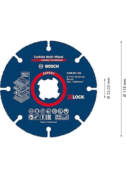 1x Expert Carbide Multi Wheel X-Lock Kesici Diskler (Sert Ahşap, Çivili Ahşap, Plastik, Alçıpan Panel, Ø 115 Mm, Aksesuar Küçük Avuç Taşlama Makinesi) modelleri