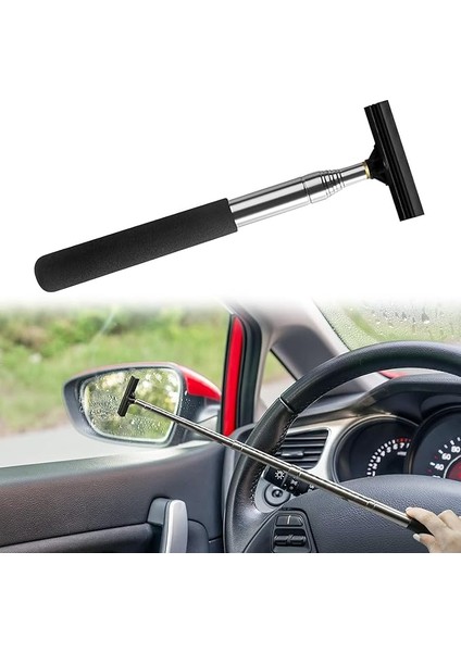 Teleskopik Araç Yan Ayna Sileceği – 98 cm Uzayabilir Mini Silecek | Doğal Kauçuk ve Paslanmaz Çelik Temizleyici | Su, Buğu ve Kar Temizleme Fırçası | Otomobil Aynası ve Cam Temizleyici Çekçek