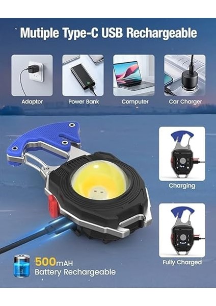 970 Mini Şarjlı Işıldak Mıknatıslı, Kapak Açacağı, Düdük Özelliği, Vidalama, Kesme, Çok Amaçlı Kamp Feneri, Deprem Çantası Işıldak modelleri