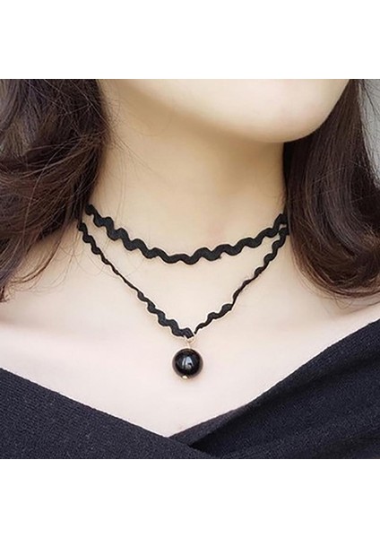 Kadınlar Için Phenovo Siyah Dantelli Gerdanlık Kolye fiyatları