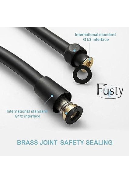 Black Paslanmaz Kopmaz Patlamaz Kaliteli Pvc Duş Hortumu - Yüksek Kaliteli Lüx Duş Spirali - Tüm Duş Setleri/duş Başlıkları ile Uyumlu (G1/2) - 150CM Siyah indirimleri