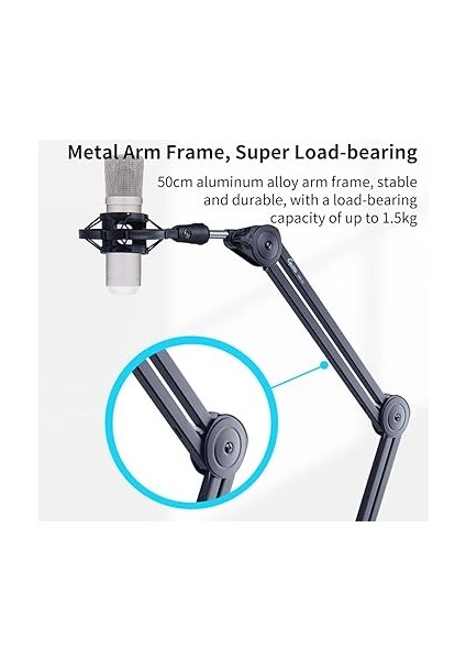 Gms-03 Masaüstü Mikrofon Standı Damik/kapasitör Mikrofon Iç Büyük Boyutlu Ayarlanabil Katlanabil Kol Standı Darbeye Dayanıklı Tutuculu Ağır Hizmet Mikrofon Kol Braketi Stüdyo Ka fiyatları