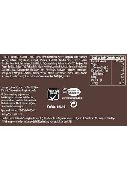 Topkek Fındıklı Kakaolu Kek 35 G x 24 Adet indirimleri