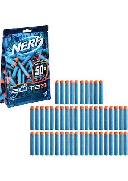 Elite 2.0 50 Dart Yedek Paketi, 50 Resmi Nerf Elite 2.0 Dart Içerir, Tüm Nerf Elite Atıcılarla Uyumludur modelleri