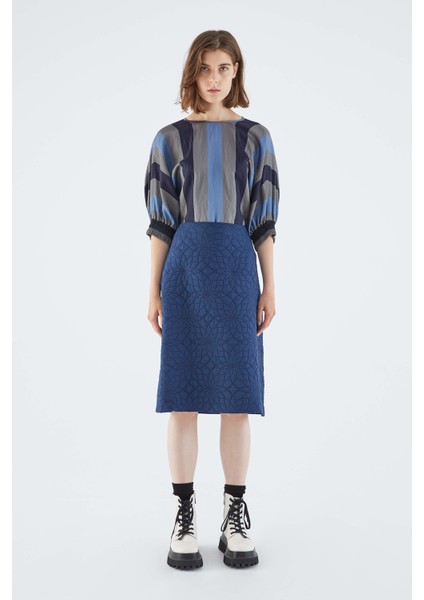Kapitone Midi Kalem Etek Lacivert K2115089_015