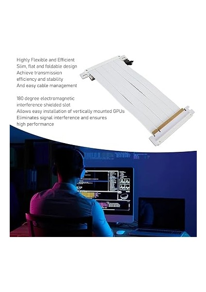 Hızlı Pcıe 4.0 X16 Rıser Kablo - Rtx 4090 & 7900 Xt Için Esnek Çift Taraflı 180 Derece Gpu Uzatma (30CM) fırsatları