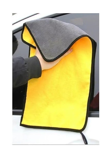 Oto Kurulama Bezi Araç Bez ve Sünger Mikrofiber Temizleme Yıkama Cam Araba Kurulama Temizlik Silme Bezleri Havlusu Profesyonel 50X70 Sarı/gri (1) fırsatları