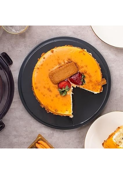 1091 Antrasit Yuvarlak Kek Pasta Börek Saklama Kabı - Kilitli Kapaklı Taşıma Fanusu 25 cm modelleri