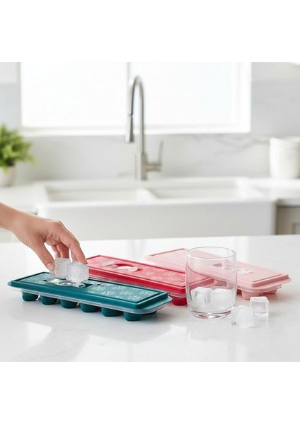 2 Adet Silikon Tabanlı Buzluk, 12'li Buz Kalıbı, Pratik ve Esnek Silikon Tabanlı Buzluk Seti - Içeceklerinizi Serin Tutun!